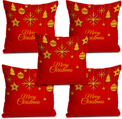 Anil Enterprises Jute Cushions Cover(40 cm*40 cm, Pack of 5, Red)