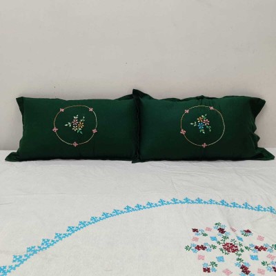 Twokart Cotton Cushions & Pillows Cover(Pack of 2, 33 cm*66 cm, Green)