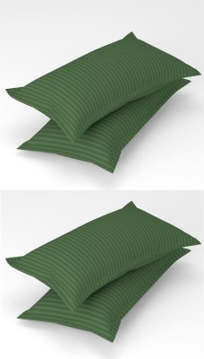 Homefab India Striped Pillows Cover(Pack of 4, 43 cm*67 cm, Dark Green)