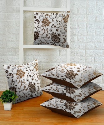 Real Desi Floral Cushions Cover(Pack of 5, 40 cm*40 cm, Brown)