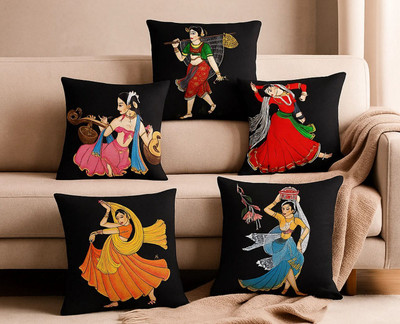 MADANI HANDICARFT Cotton Cushions Cover(40 cm*40 cm, Pack of 5, Multicolor)