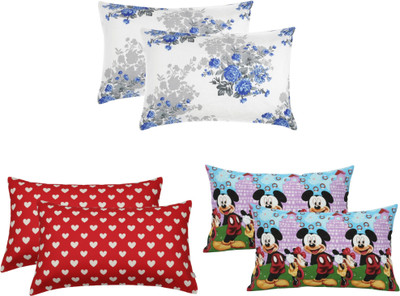 P.Rtrend Cotton Pillows Cover(68.58 cm*43.18 cm, Pack of 6, White, Blue, Red, Multicolor)