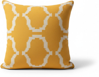 TAUFEEQ Cotton Cushions Cover(43 cm*41 cm, Yellow, White)