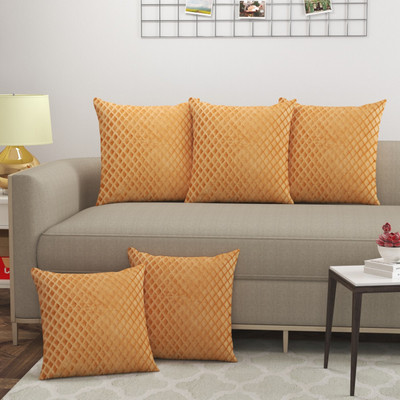 MHF Velvet Cushions & Pillows Cover(40 cm*40 cm, Pack of 5, Gold)