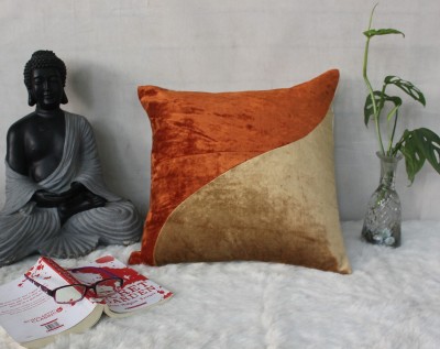 Dekor World Self Design Cushions & Pillows Cover(Pack of 2, 30 cm*30 cm, Orange, Beige)
