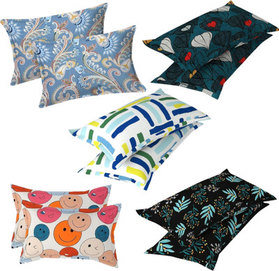 Anticca Cotton Pillows Cover(Pack of 10, 43 cm*69 cm, Multicolor)