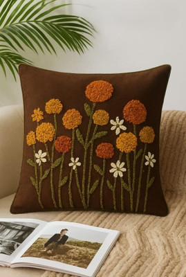 ABODRIC Velvet Cushions Cover(40 cm*40 cm, Pack of 5, Brown)