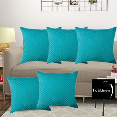 FabLinen Embroidered Cushions Cover(Pack of 5, 40 cm*40 cm, Light Blue)