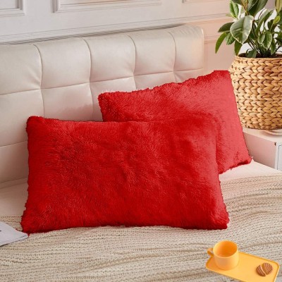mollismoons Plain Cushions & Pillows Cover(Pack of 2, 43.18 cm*68.58 cm, Red)