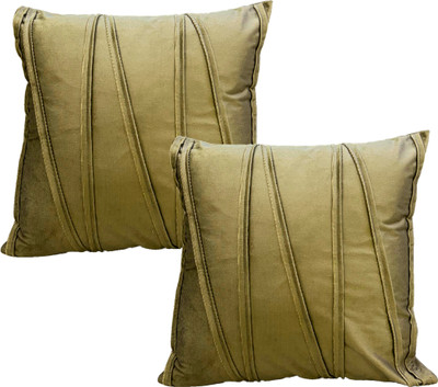 A&A Fabrics Polyester, Velvet Cushions Cover(Pack of 2, 40.64 cm*40.64 cm, Gold)