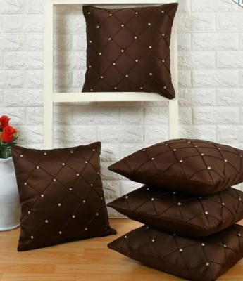 Cherry Homes Checkered Cushions Cover(Pack of 5, 40 cm*40 cm, Brown)