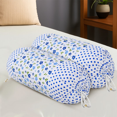 HOMESTIC by Kuber Industries Cotton Bolsters Cover(81 cm*41 cm, Pack of 2, Blue, White)