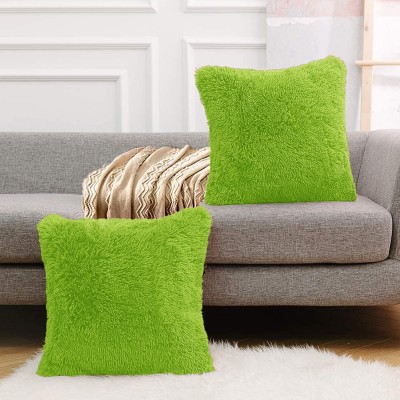 KNEFT Fur Cushions Cover(Pack of 2, 40 cm*40 cm, Dark Green)