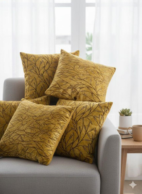 Casanest Velvet Cushions Cover(41 cm*41 cm, Pack of 5, Gold)