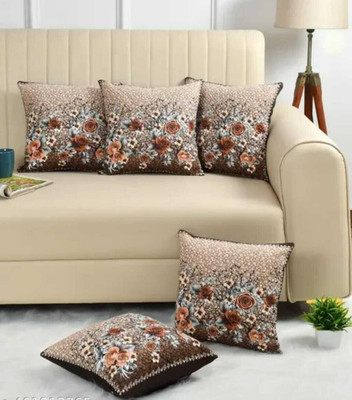 BANAVY Velvet Cushions Cover(40 cm*40 cm, Pack of 5, Orange)