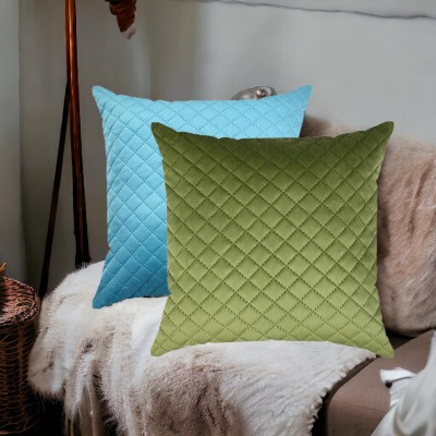 EASTTARDOMM Velvet, Dupion Silk Cushions Cover(Pack of 2, 41 cm*41 cm, Light Blue, Light Green)