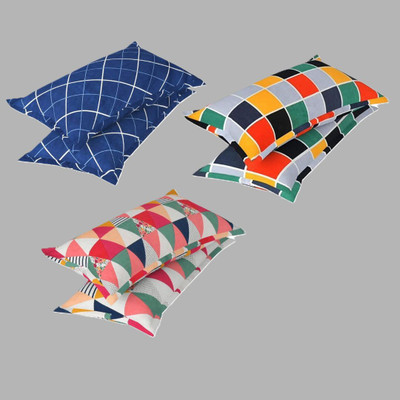 AKKIRT Cotton Pillows Cover(46 cm*69 cm, Pack of 6, Blue, Multicolor)