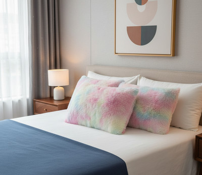 KNEFT Fur Cushions Cover(67 cm*40 cm, Pack of 3, Multicolor)