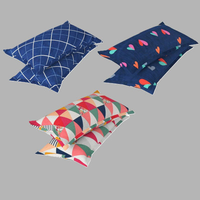 AAKRITI Cotton Pillows Cover(43 cm*69 cm, Pack of 6, Blue, Dark Blue, Multicolor)