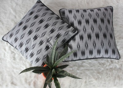 Dekor World Printed Cushions & Pillows Cover(Pack of 2, 60 cm*60 cm, Black)