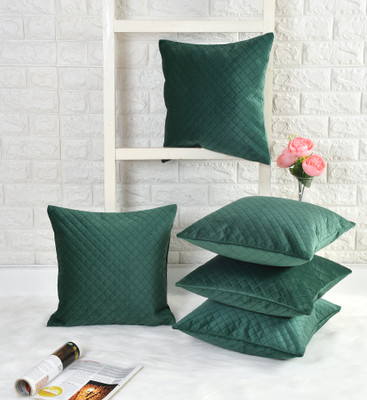 SIYA Velvet Cushions Cover(40 cm*40 cm, Pack of 5, Green)