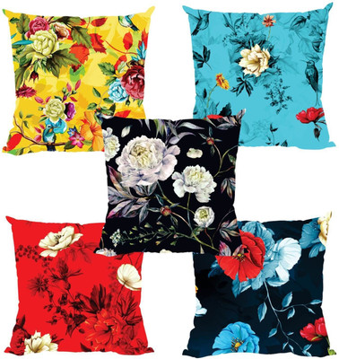 TheYaYaCafe Cotton Cushions Cover(50 cm*50 cm, Pack of 5, Multicolor)