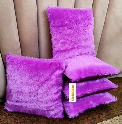 Clothloom Fur Cushions Cover(Pack of 5, 40 cm*40 cm, Purple)