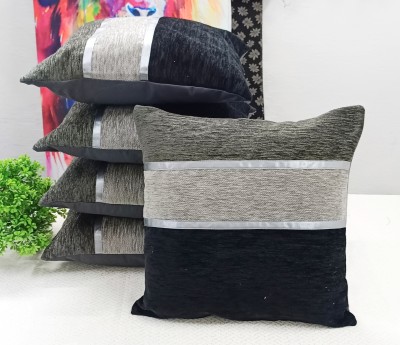 Real Desi Chenille Cushions Cover(Pack of 5, 40 cm*40 cm, Black)