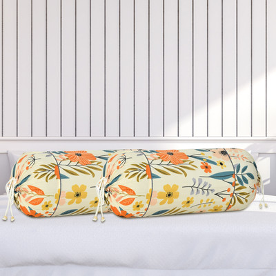 KUBER INDUSTRIES Cotton Bolsters Cover(41 cm*81 cm, Pack of 2, Cream)