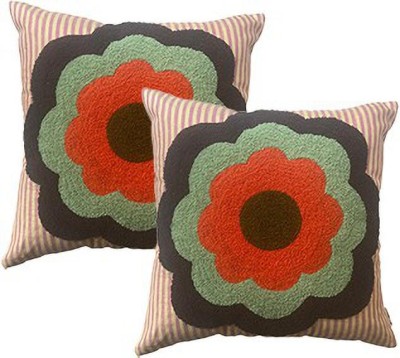 RG CREATIONS Embroidered Cushions Cover(Pack of 2, 45.72 cm*45.72 cm, Pink)