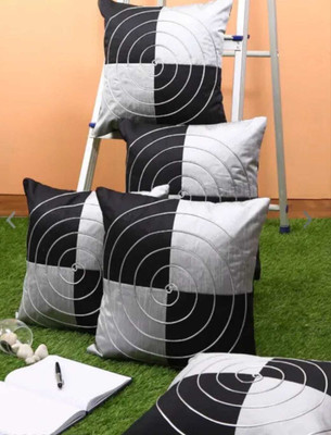 Dhuria enterprises Memory Foam Microfibre Filled Zipper Standard Size Pillow Protector(5, White Black Cushion & Pillow Covers (16 inch x 16 Inch])