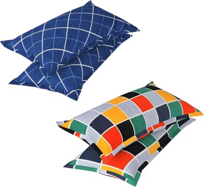 PKSM Creation Printed Pillows Cover(Pack of 4, 46 cm*71 cm, Blue, Multicolor)