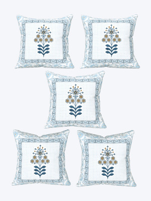 QAYMA Cotton Cushions Cover(Pack of 5, 40 cm*40 cm, Blue)