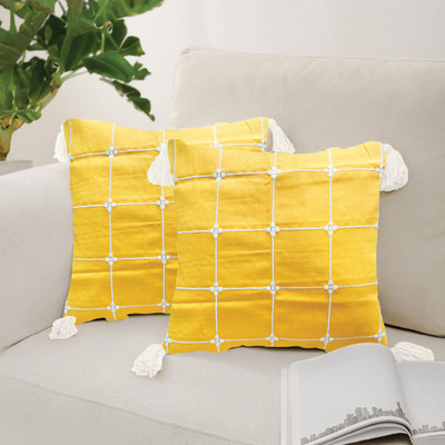 Urban Space Cotton Cushions Cover(45.72 cm*45.72 cm, Pack of 2, Yellow)