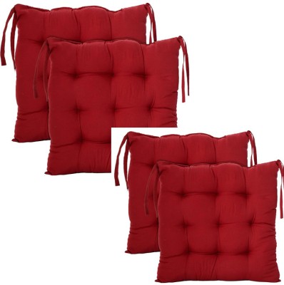 Slatters Be Royal Store Microfibre Solid Chair Pad Pack of 4(Red)