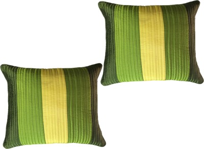 FabLinen Striped Cushions Cover(Pack of 2, 60 cm*60 cm, Green)