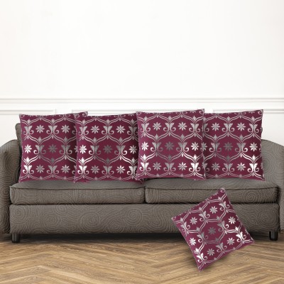 Comely Living Floral Cushions Cover(Pack of 5, 16 cm*16 cm, Maroon)