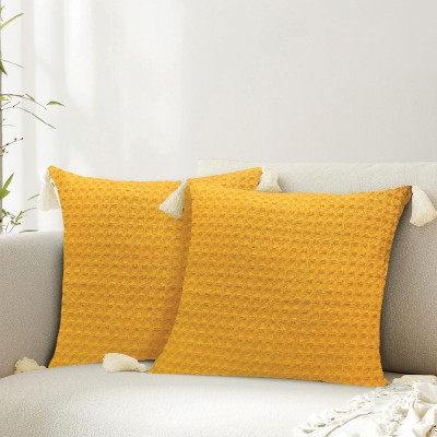 Urban Space Cotton Cushions Cover(Pack of 2, 40.64 cm*40.64 cm, Yellow)