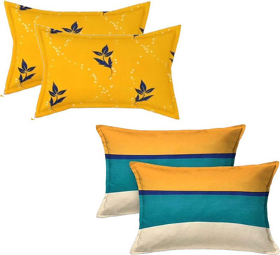 AAKRITI Cotton Pillows Cover(43 cm*68 cm, Pack of 4, Yellow, Multicolor)
