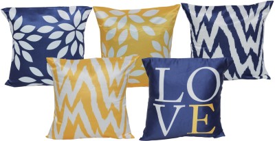 Rudsdecor Floral Cushions Cover(Pack of 5, 40 cm*40 cm, Blue, Yellow, White)