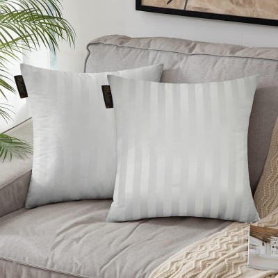 Lushomes Striped Cushions Cover(Pack of 2, 30 cm*30 cm, White)