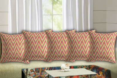 Go Texstylers Jacquard Cushions Cover(40 cm*40 cm, Pack of 5, Pink)