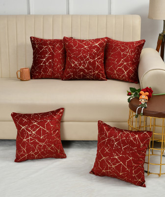 Kraftiq Homes Velvet Cushions Cover(Pack of 5, 40 cm*40 cm, Maroon)