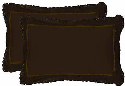 VHC Cotton Pillows Cover(69 cm*45 cm, Pack of 2, Brown)