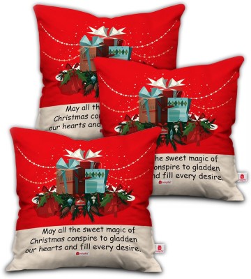 Indigifts Printed Cushions Cover(Pack of 3, 45 cm*45 cm, Red)
