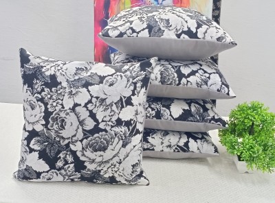 Real Desi Floral Cushions Cover(Pack of 5, 40 cm*40 cm, Grey)