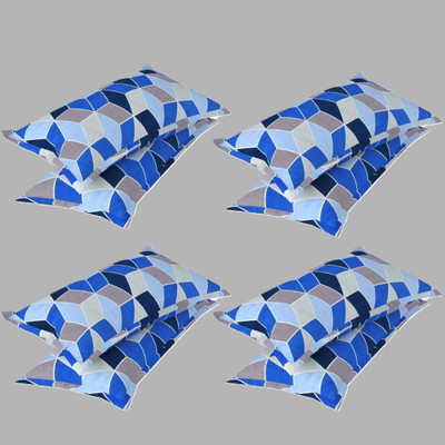 AAKRITI Cotton Pillows Cover(43 cm*69 cm, Pack of 8, Light Blue)