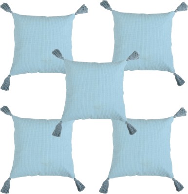 Oussum Cotton Cushions Cover(Pack of 5, 40 cm*40 cm, Light Blue)