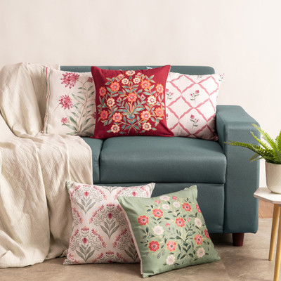 haus & kinder Cotton Cushions Cover(40 cm*40 cm, Pack of 5, Multicolor)