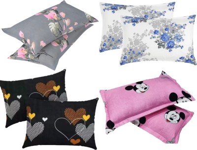 ETZA Cotton Pillows Cover(Pack of 8, 45 cm*71 cm, Pink, Black, White, Pink)